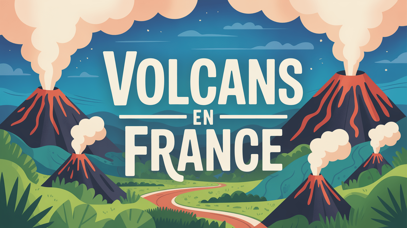 Vue panoramique volcan en France avec cônes et cratères