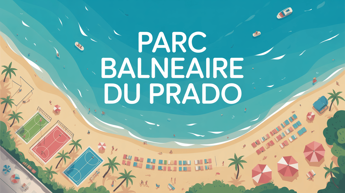 Vue aérienne plage parc balnéaire du Prado Marseille