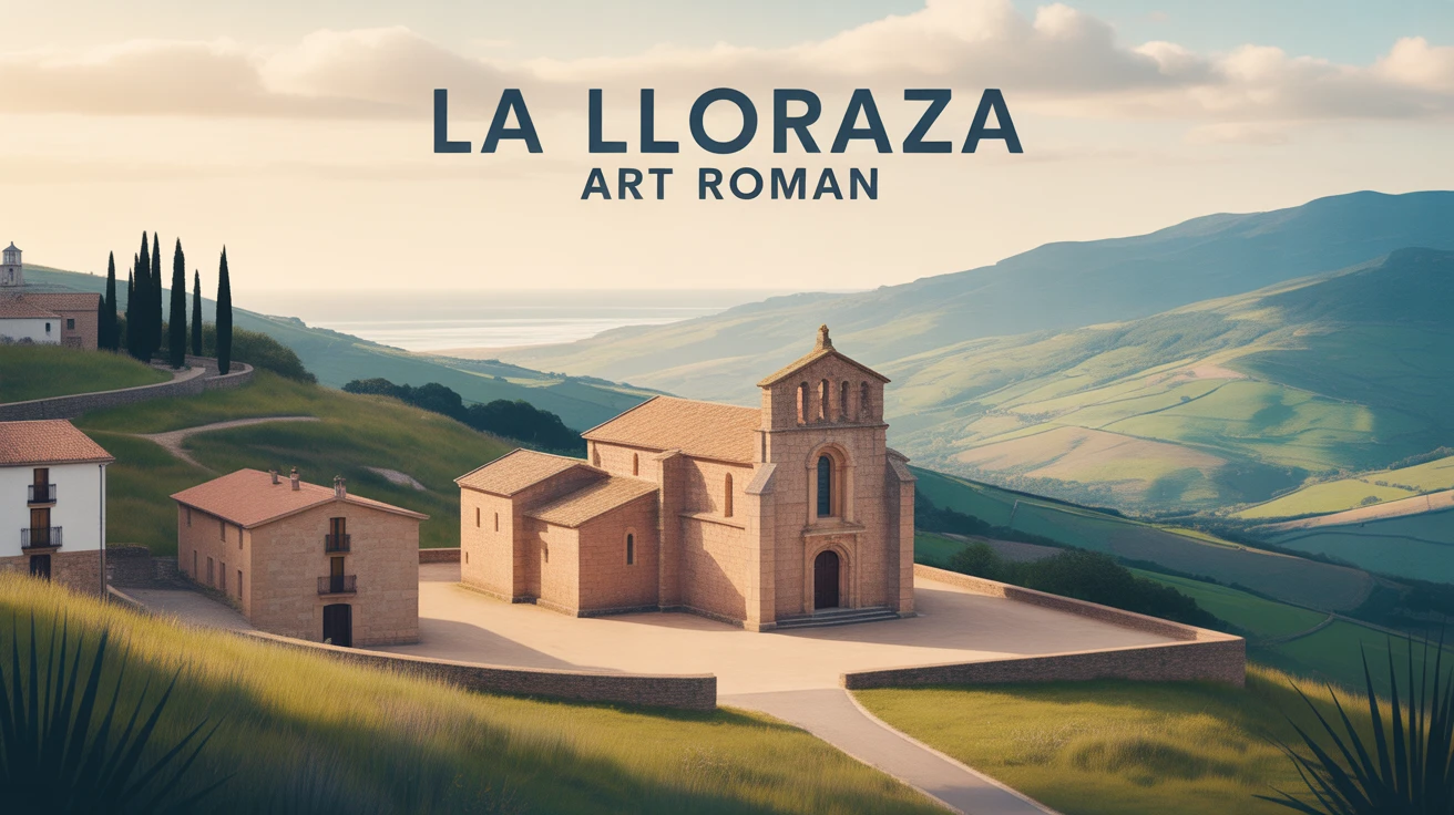 Vue stylisée de l'église Santa Eulalia à La Lloraza art roman