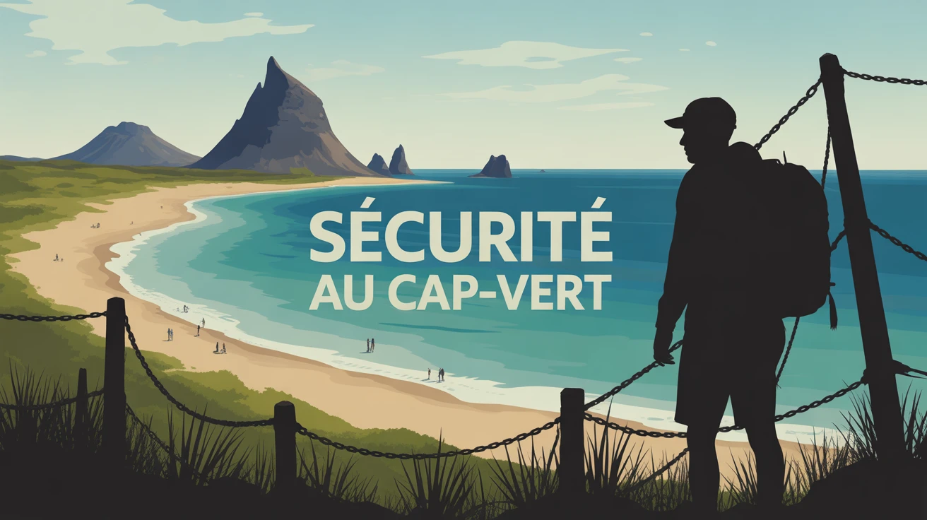Illustration sécurité au Cap Vert plages volcans voyageurs prudents