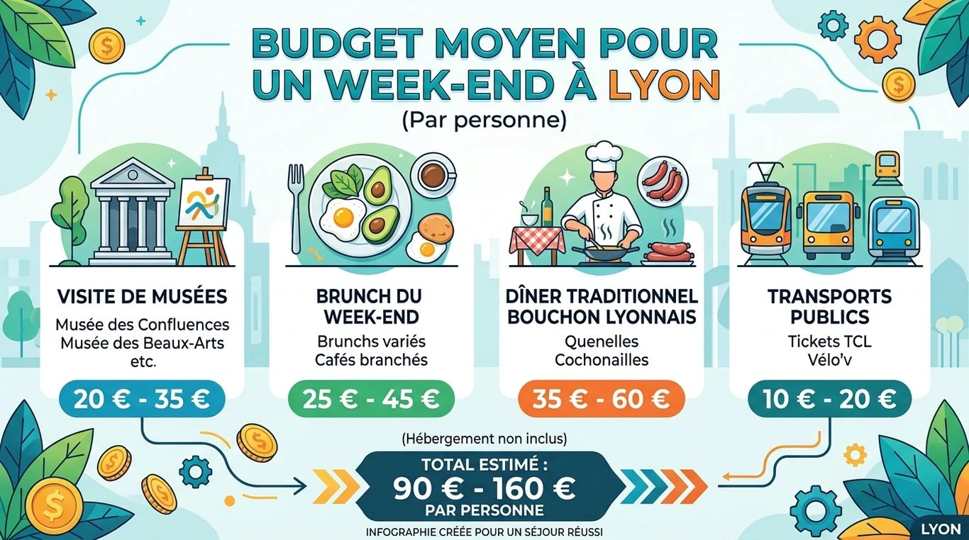 Infographie du budget moyen pour un week-end à Lyon