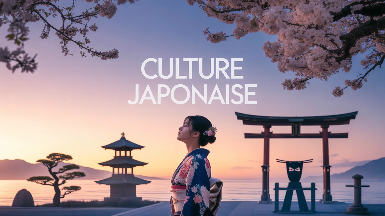 japon culture silhouette kimono cerisiers symboles