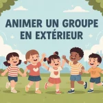 jeux extérieur animation enfants jouant parc