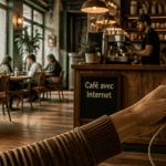 Cafe with internet personnes travaillent ordinateur