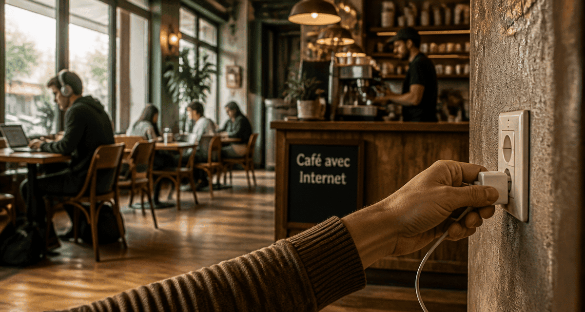 Cafe with internet personnes travaillent ordinateur