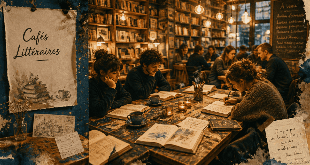 cafes litteraires grande table livres et cafe