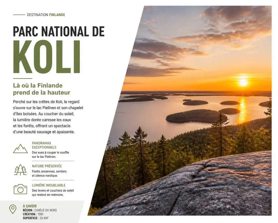 Paysage naturel emblématique de la Finlande au parc national de Koli avec vue sur le lac Pielinen