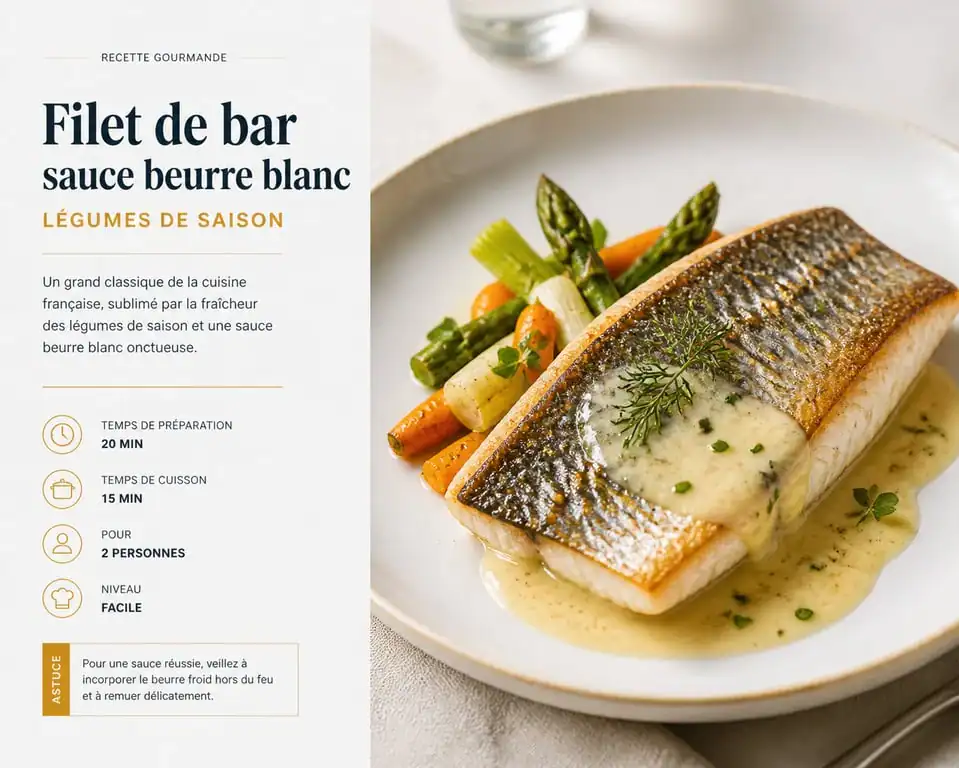 Bar au beurre blanc, spécialité du restaurant Les Boisiers à Saint-Omer-de-Blain