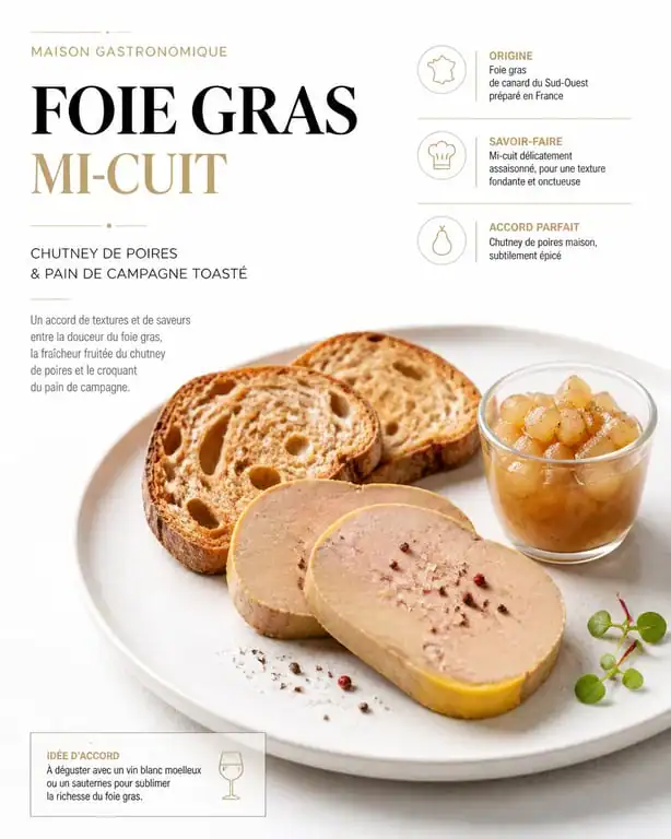 Assiette de foie gras avec accompagnements pour une dégustation réussie