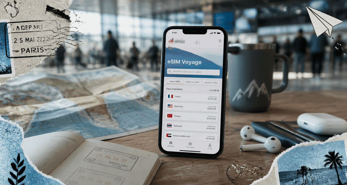 esim airalo sur smartphone à l'aéroport