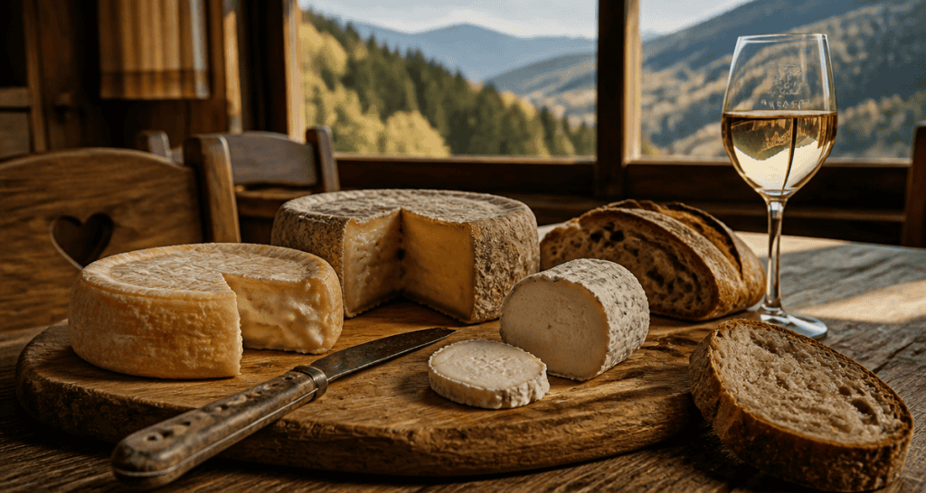 fromages des vosges sur table rustique