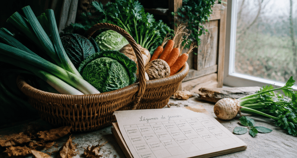 légumes de saison janvier sur une table