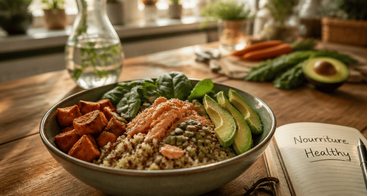 Nourriture healthy Buddha bowl coloré en cuisine