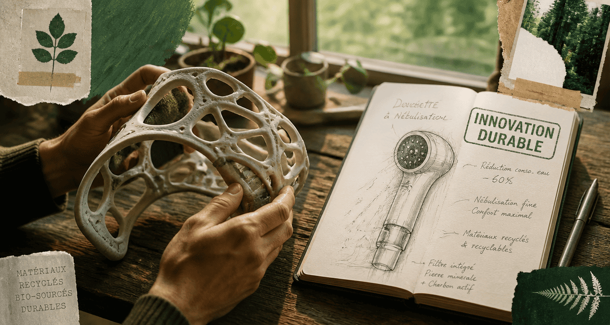 objet innovant écologique manipulé sur table