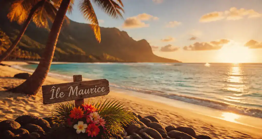 plage coucher de soleil l'ile maurice