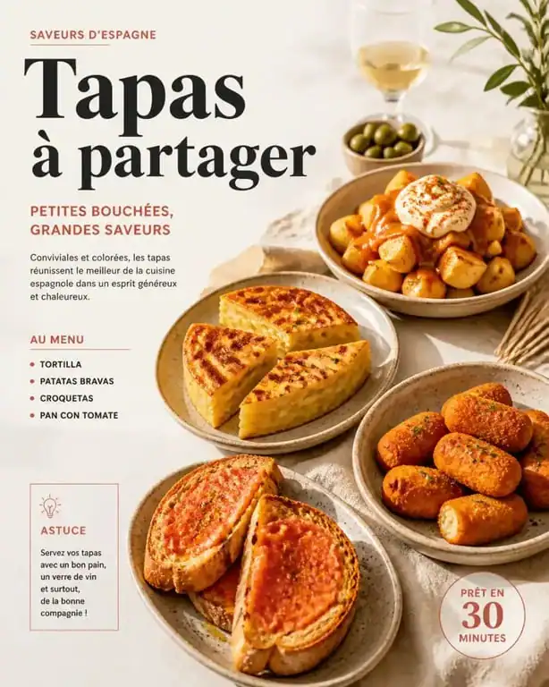 Assortiment de tapas espagnols traditionnels sur une table conviviale
