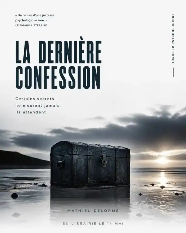 Affiche conceptuelle pour la série Pour seul bagage, illustrant le mystère de la malle sur le rivage