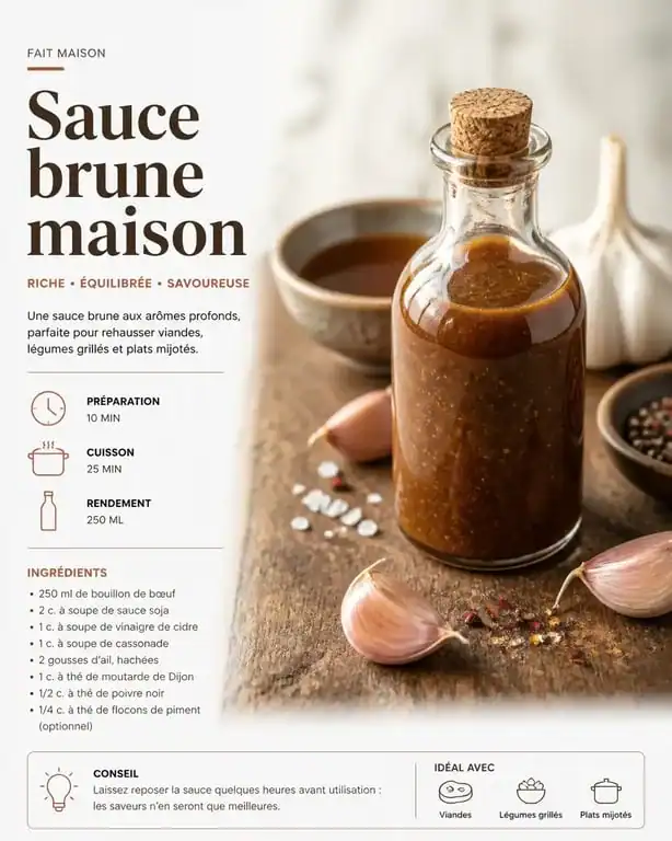 Sauce Worcestershire maison faite avec des ingrédients naturels pour remplacer la sauce originale