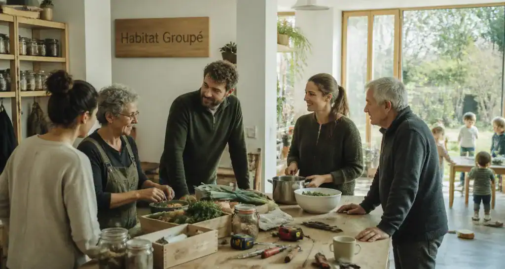 habitat groupé cuisine commune adultes enfants