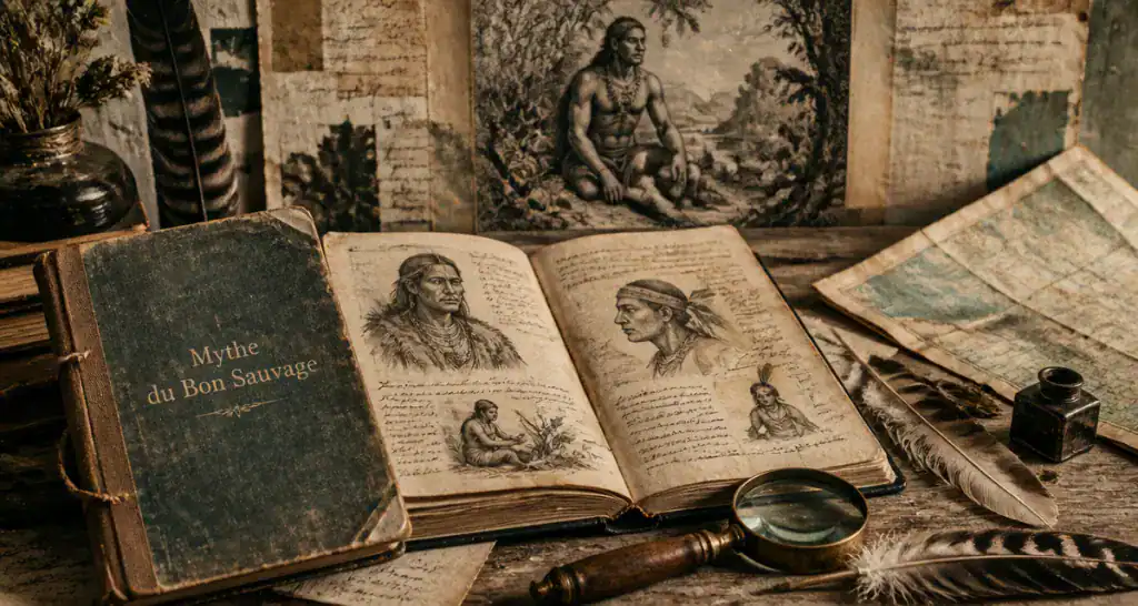 mythe du bon sauvage carnet croquis et gravure