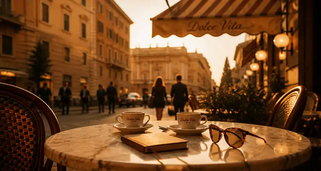 que veut dire dolce vita café romain coucher soleil