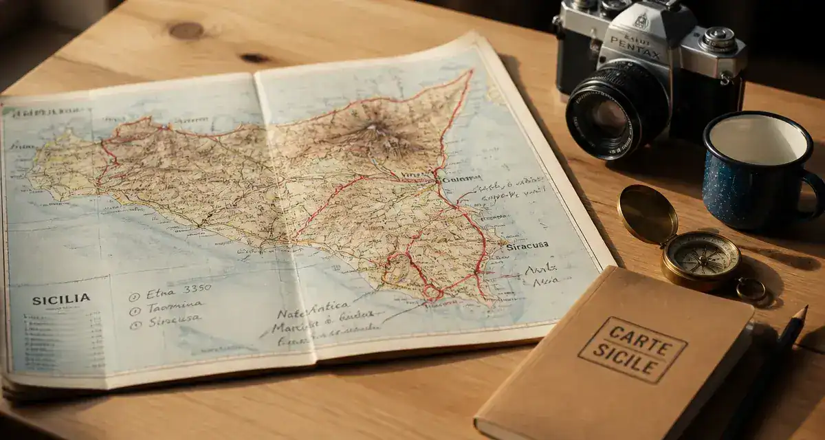 Sicile carte touristique pour organiser un itinéraire par zones géographiques