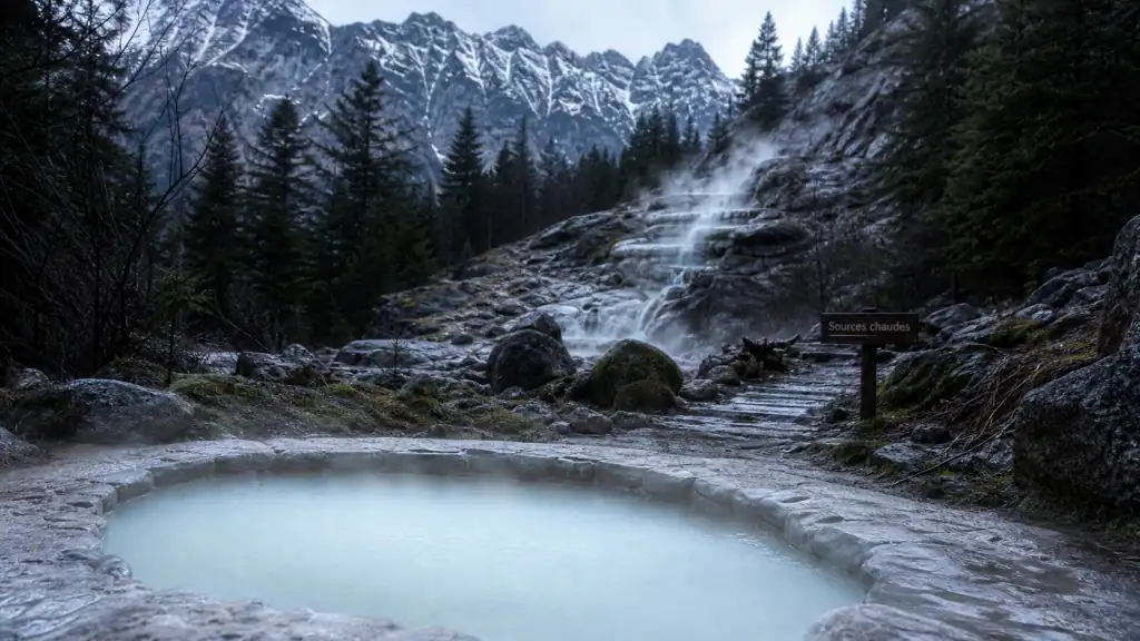 Source chaude pyrénées gratuite : vasque sauvage fumante en pleine nature