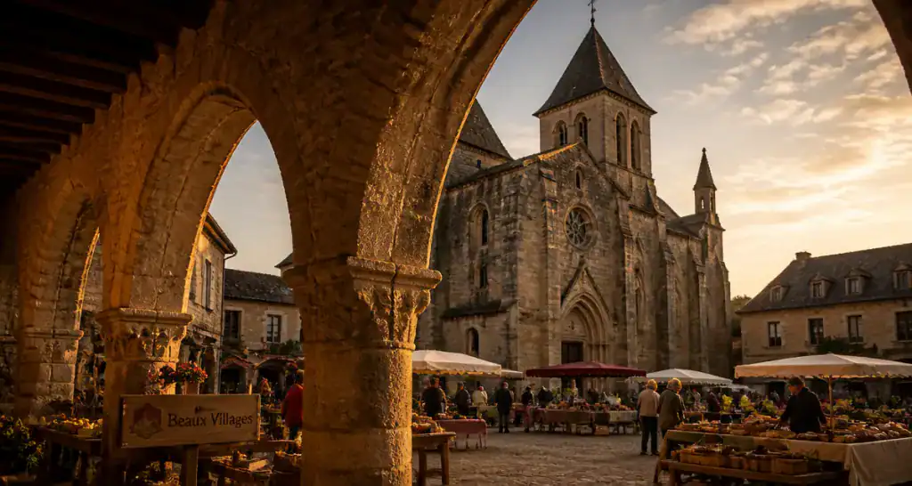 villeneuve d'aveyron place centrale marché