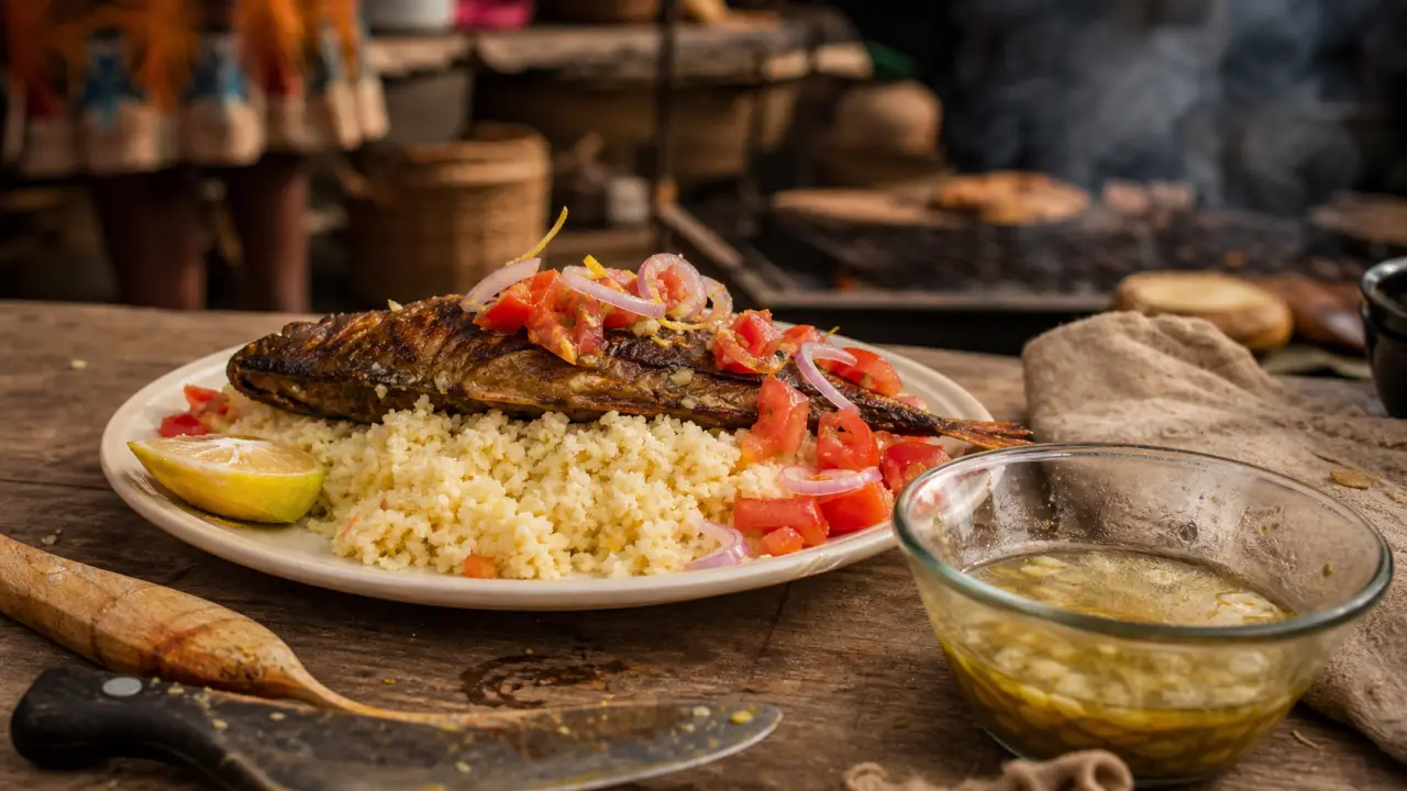 Attiéké recette avec poisson braisé au citron, texture sans grumeaux