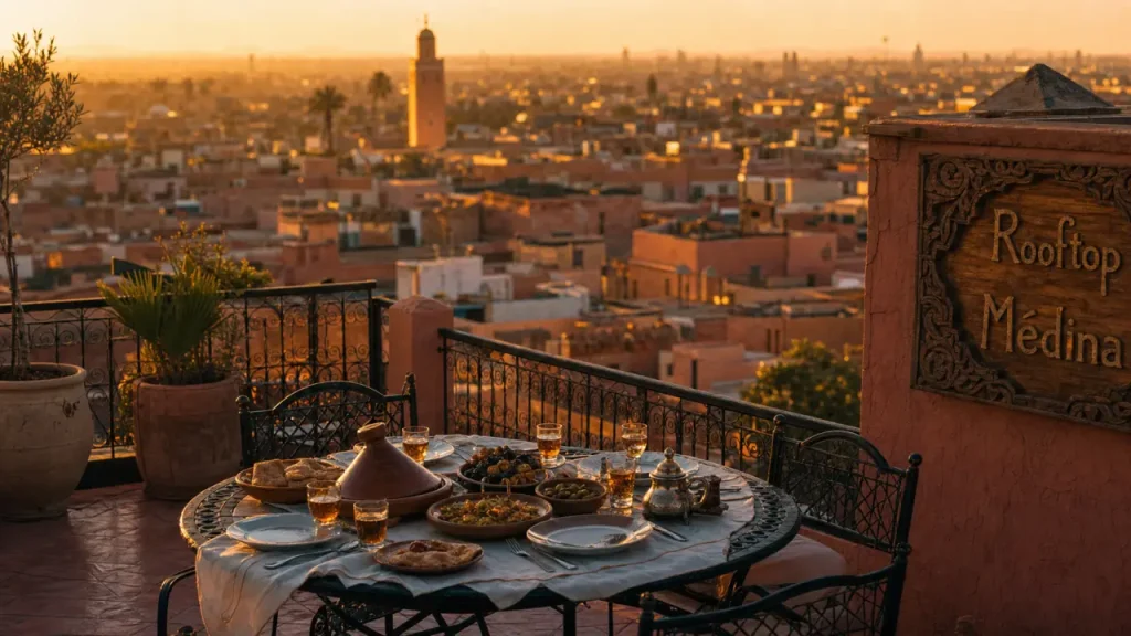 Vue sur la Koutoubia, sunset et terrasses premium : les rooftops à réserver à Marrakech