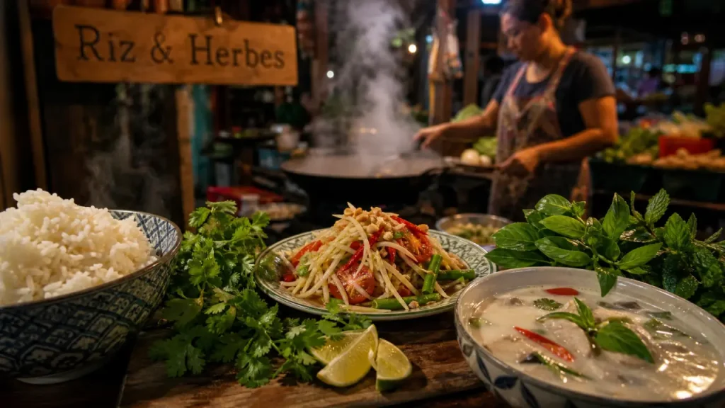 Nourriture en Thaïlande : riz, piment et plats à commander sans se tromper