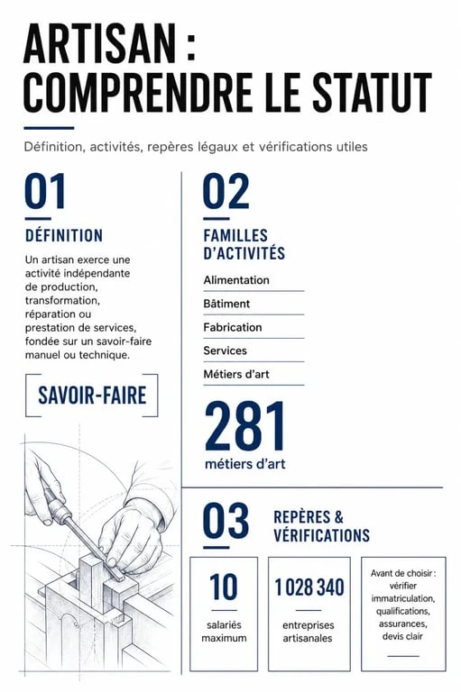 Des artisans : infographie sur la définition, les métiers et les repères légaux
