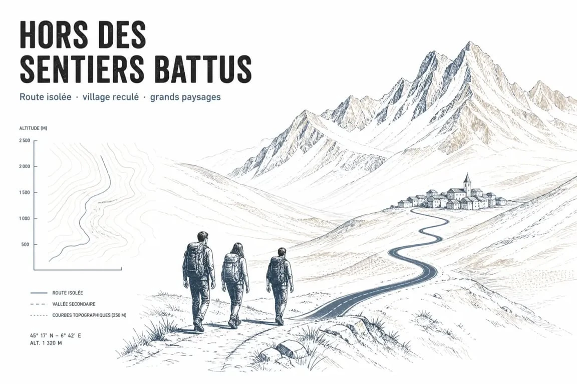 Voyage hors des sentiers battus sur une route de montagne isolée avec paysage reculé