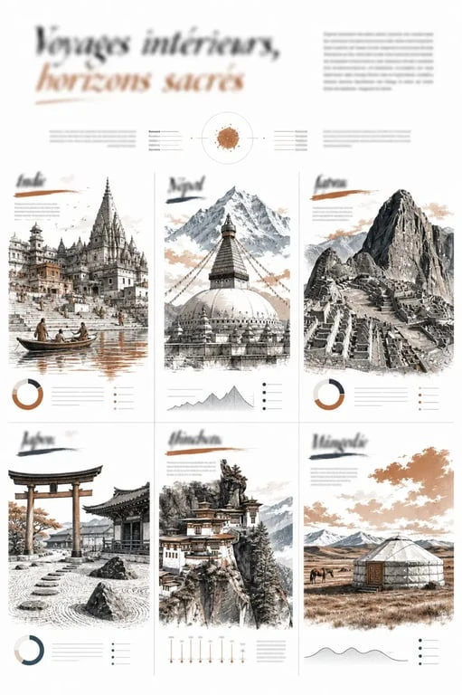 Voyage spirituel : comparaison visuelle des grandes destinations et traditions