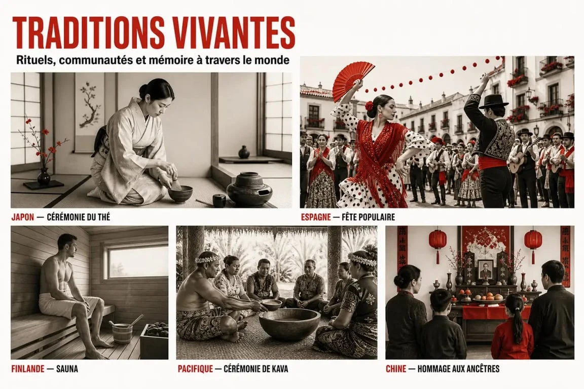 Traditions culturelles dans le monde : mosaïque de pratiques du Japon à l’Espagne