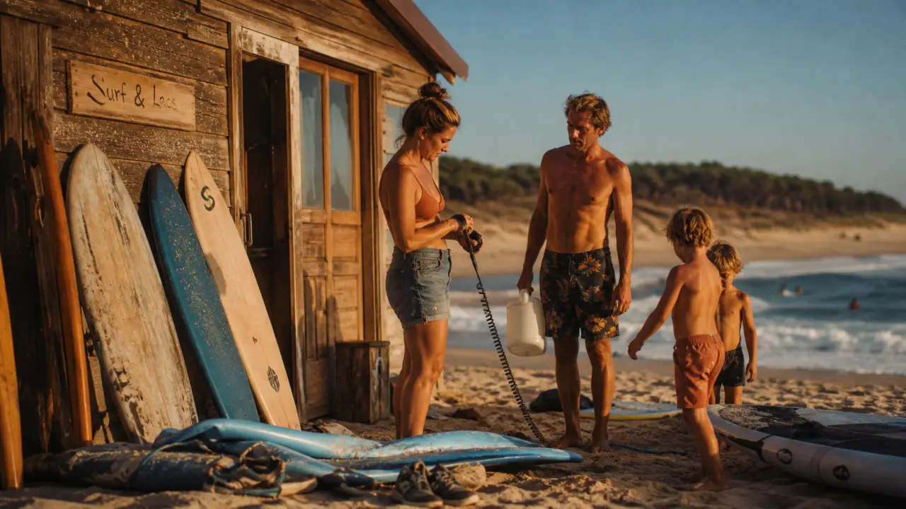 Que faire a Biscarrosse : famille au surf sur la plage et lacs