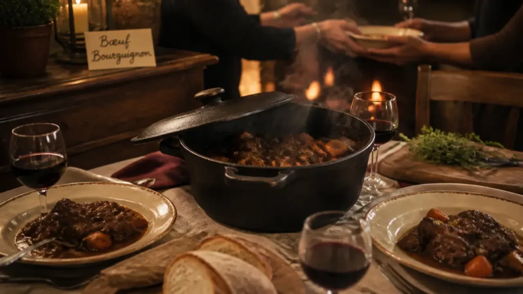 Repas traditionnel français : plats emblématiques, saisons et recette de bœuf bourguignon