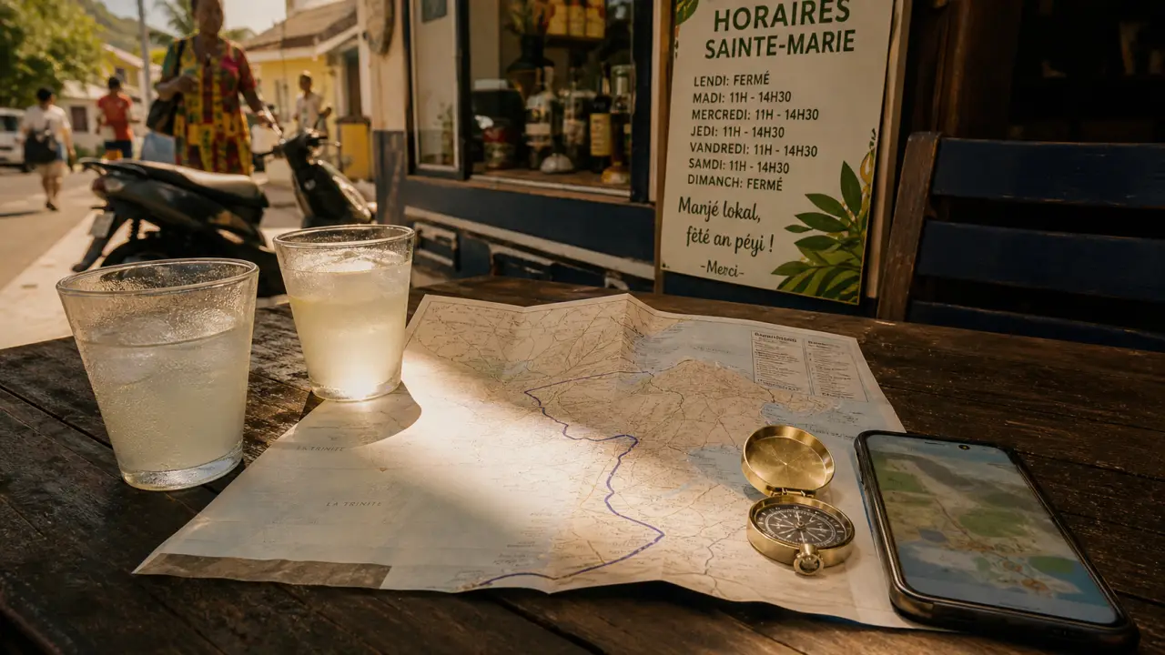 Carte d’itinéraire pour sainte marie martinique restaurant, devant un restaurant