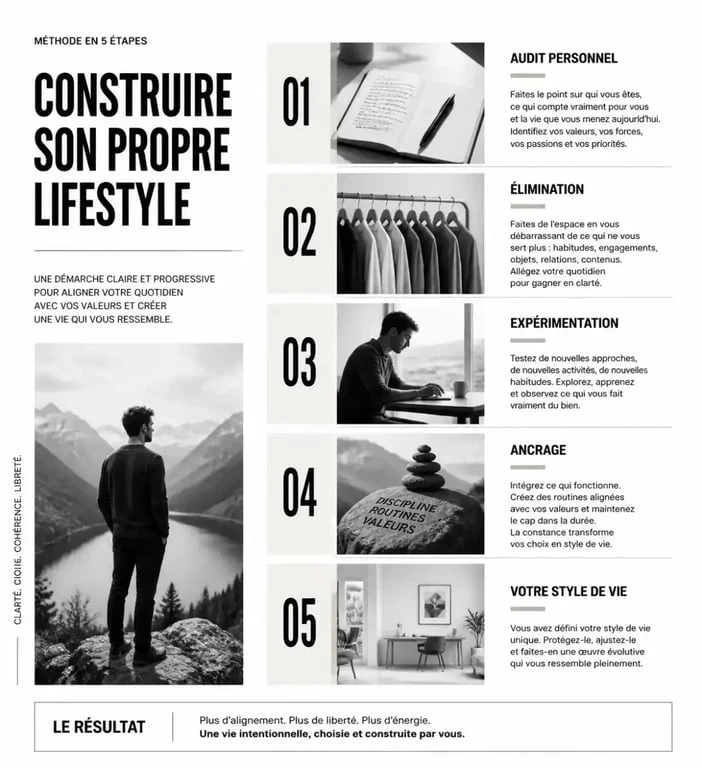 Étapes pour construire son propre lifestyle et améliorer son bien-être quotidien.