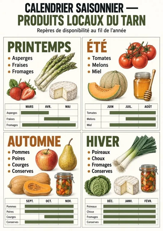 Calendrier saisonnier des produits locaux du Tarn