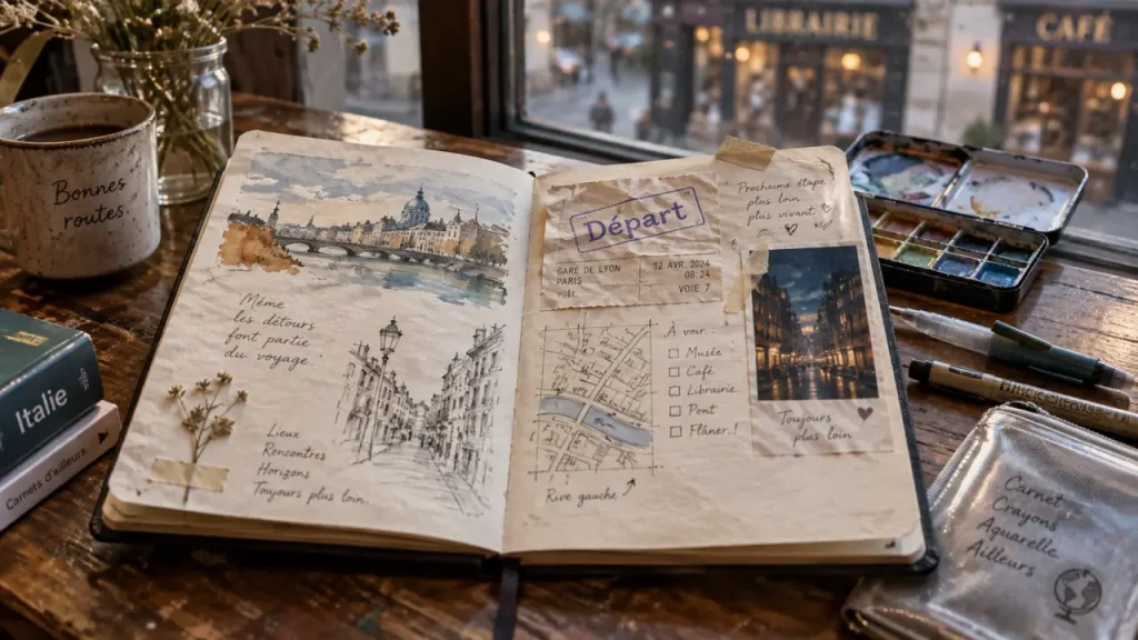 12 pages de carnet de voyage pour garder une trace sensible de chaque étape