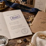 Tradition mariage : carte de mairie “Bans” et alliances pour rites français