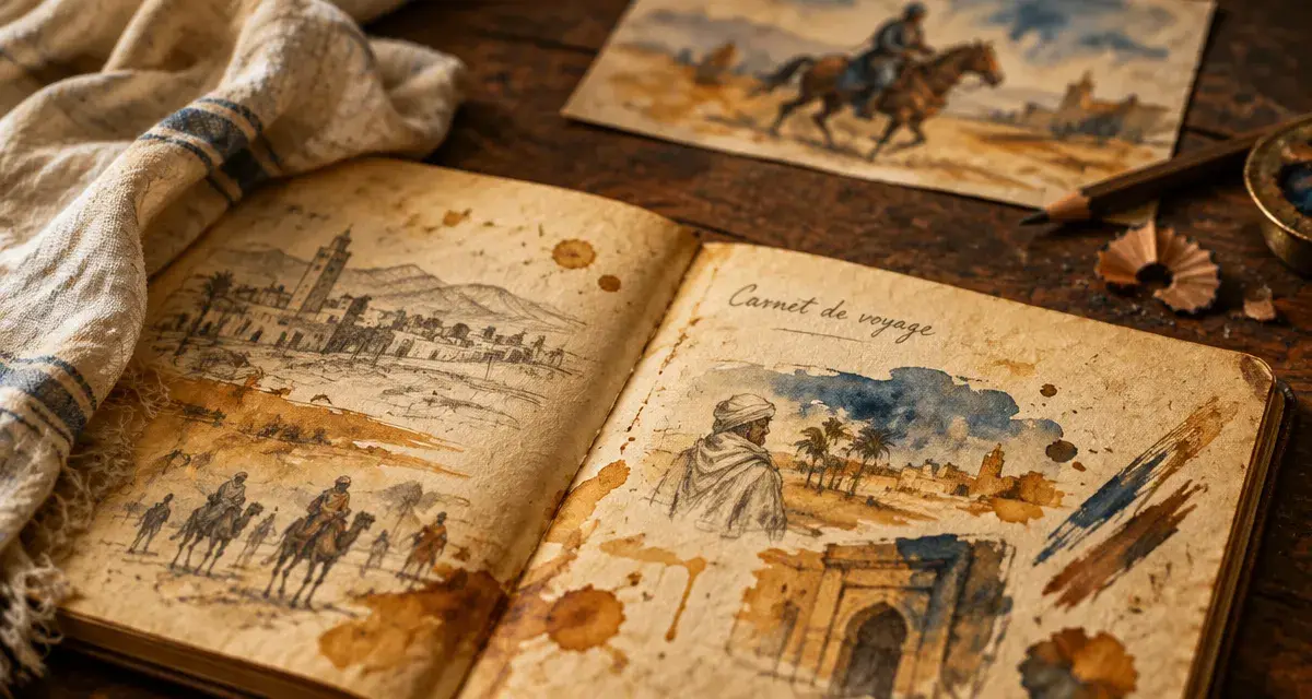 carnet de voyage delacroix sur pages et aquarelles, Maroc