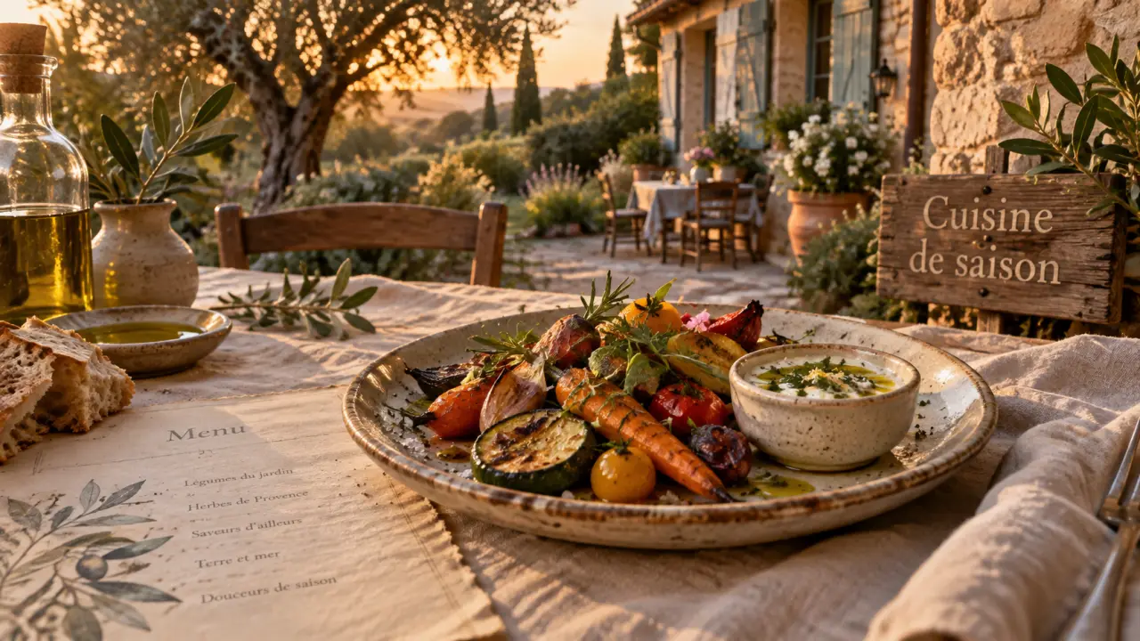 carnet de voyage lorgues : assiette provençale maison et jardin caché