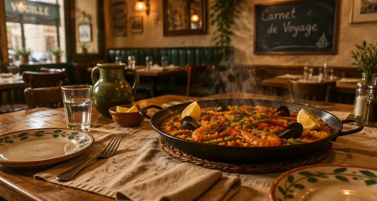 Carnet de voyage vouillé : paella maison dans une brasserie à Vouillé