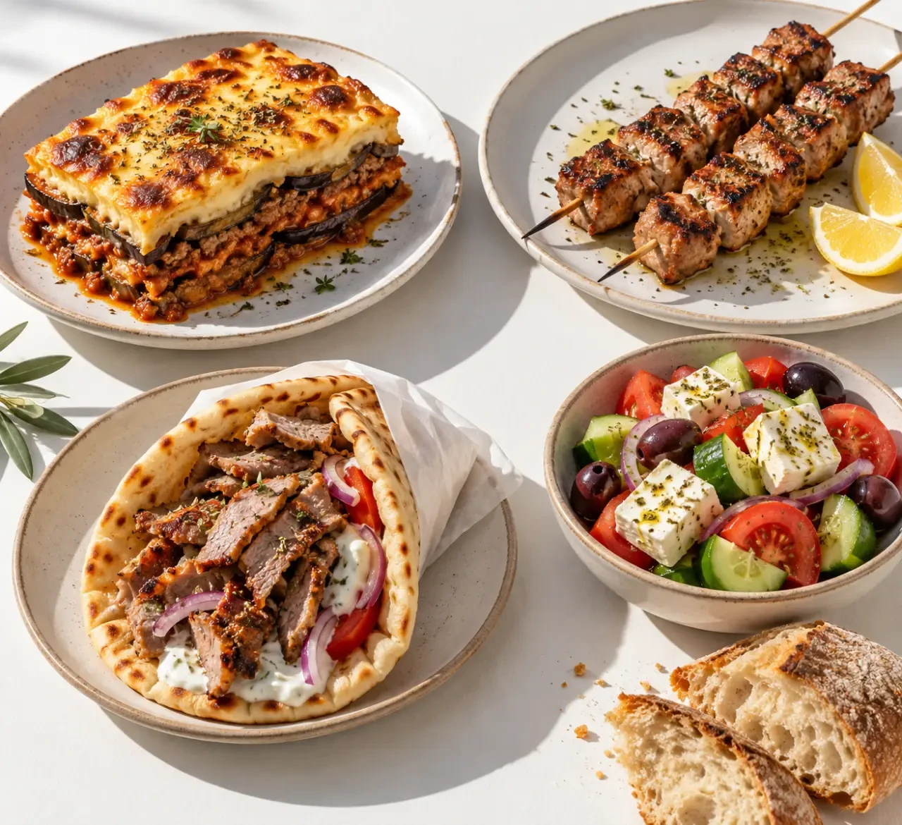 Moussaka, souvlaki et gyros parmi les plats traditionnels grecs