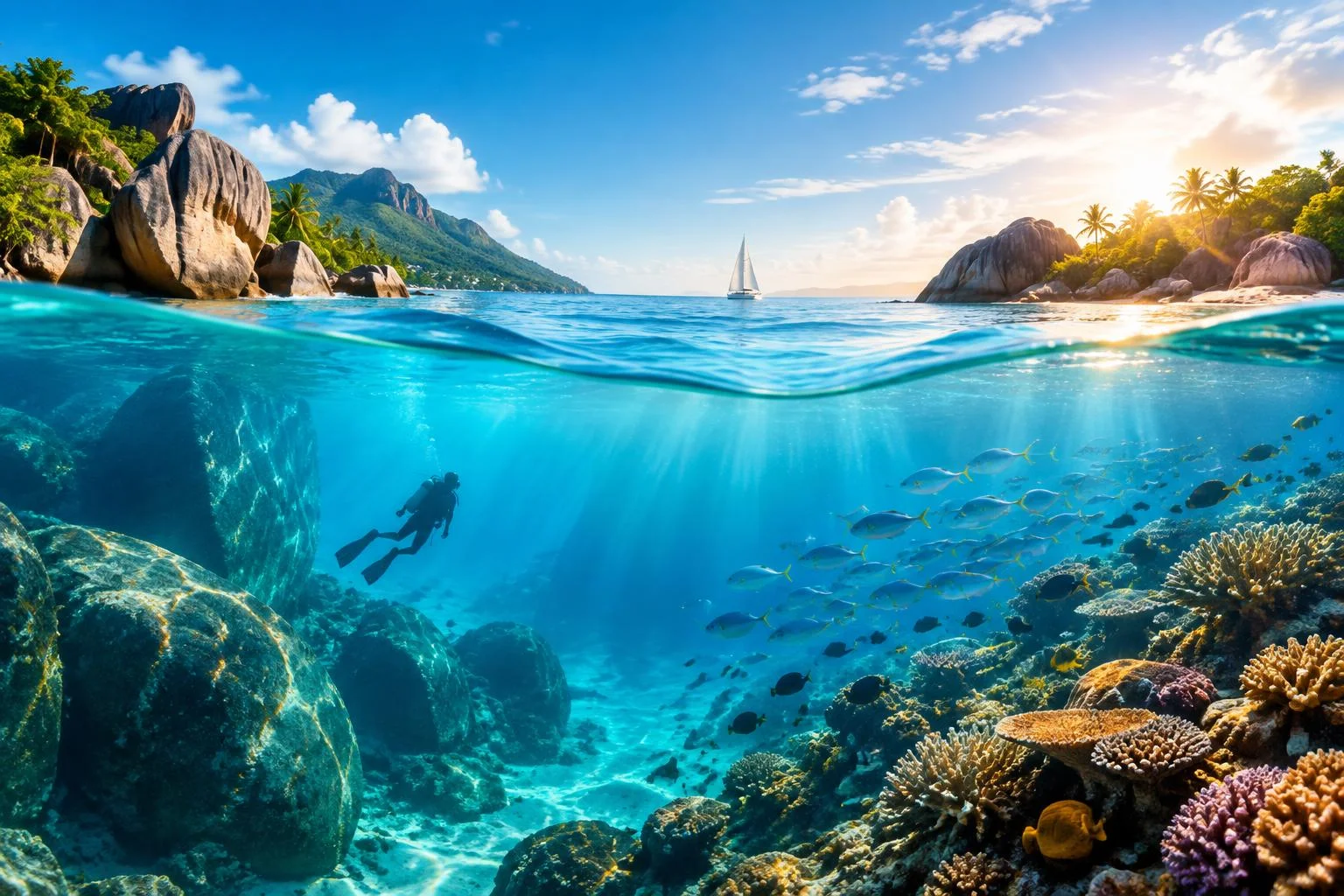 Mahé, Praslin ou croisière : quel choix pour plonger ?