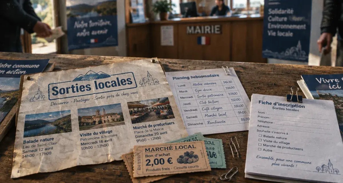 Vie locale : panneau sorties locales à la mairie