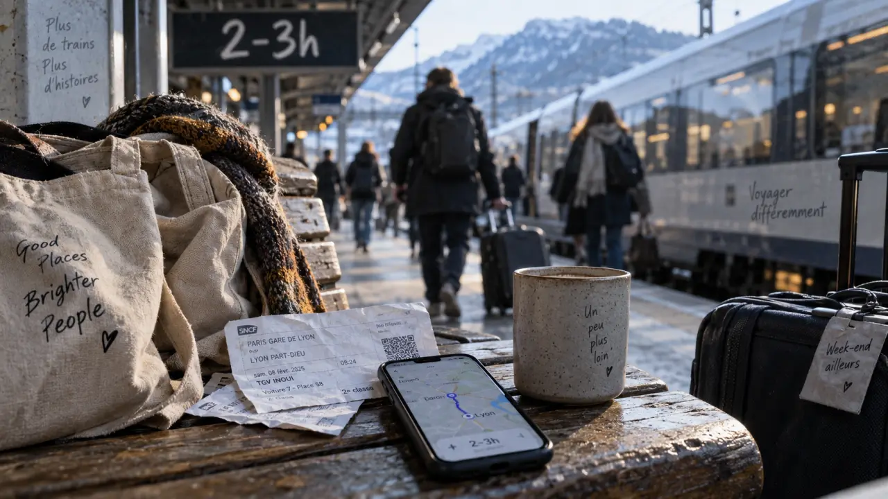Week-end en France: idées de destinations, départ en gare, sacs et billets